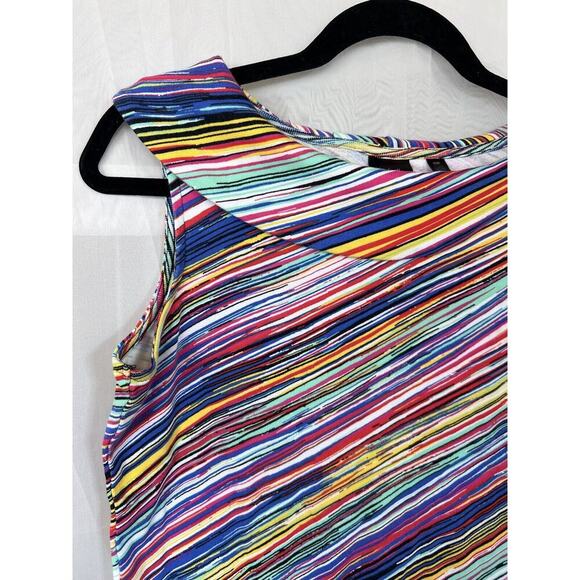 Y2K Rafaella rainbow stripe boat neck sleeveless top PM bold artsy - Picture 6 of 11